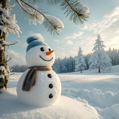 Obraz premium happy snow man in winter