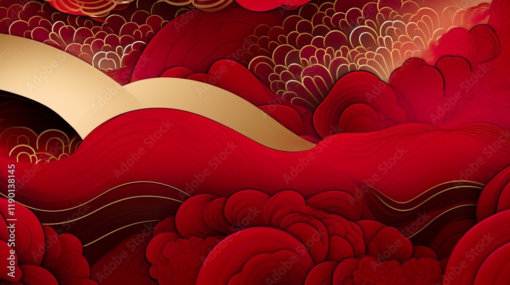 Wall mural chinese traditional background design with abstract pattern in red background chinese red textured p