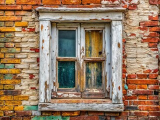Weathered white window frames, vintage building facades, rustic charm define this shabby chic architectural photography.