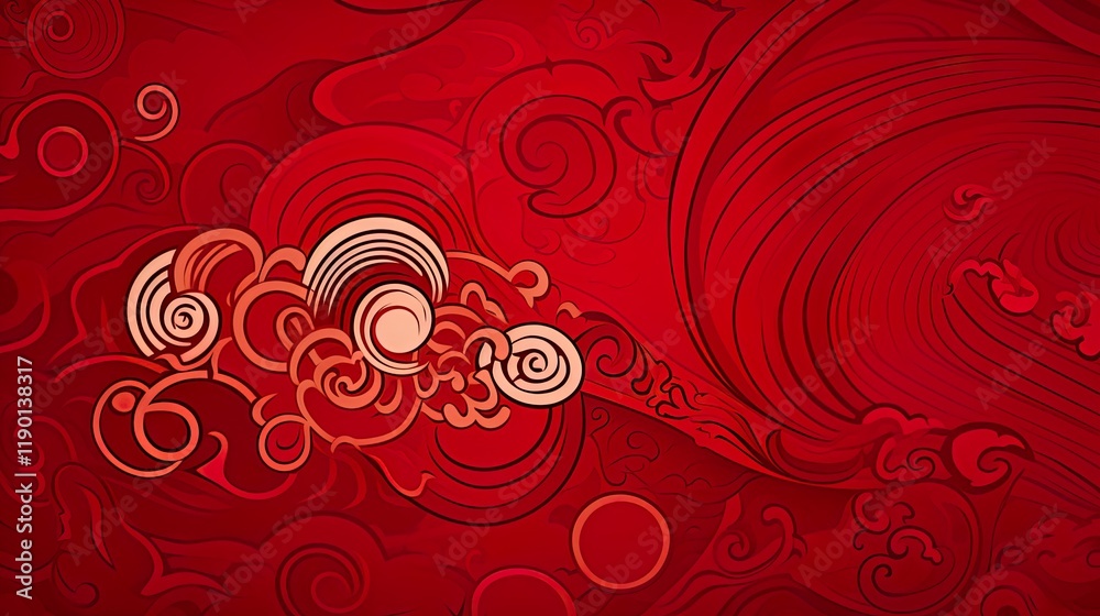 Wall mural chinese traditional background design with abstract pattern in red background chinese red textured p