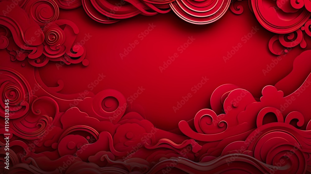Wall mural chinese traditional background design with abstract pattern in red background chinese red textured p