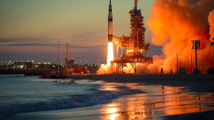 Obraz premium Rocket Spacecrafts Realistic Set HD 8K wallpaper Stock Photographic Image