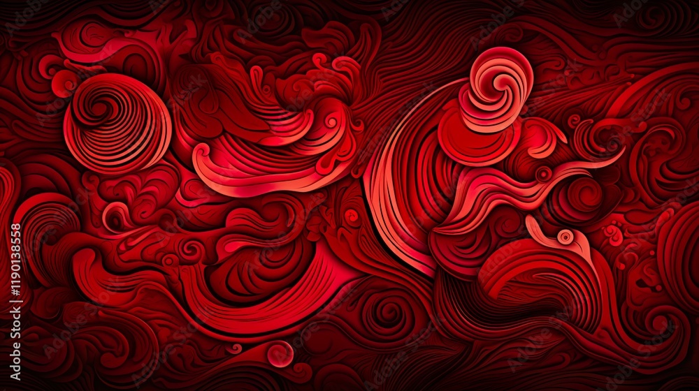 Wall mural chinese traditional background design with abstract pattern in red background chinese red textured p