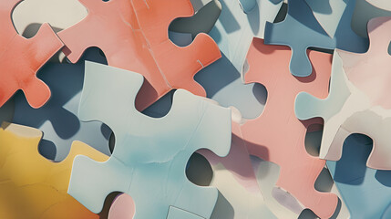 Unfinished Mystery: A Collection of Scattered Jigsaw Puzzle Pieces Waiting to Unveil Their Hidden Picture