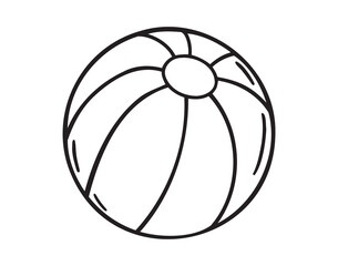 children beach ball doodle hand drawn icon. Outline drawing line clipart inflatable beach ball symbol