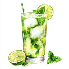 Refreshing mojito cocktail with lime and mint, perfect summer drink