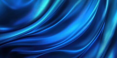 Obraz premium Navy blue silk satin fabric with soft, graceful folds, glowing light lines, and a dark, gradient background that provides space for design with an elegant and shiny texture.