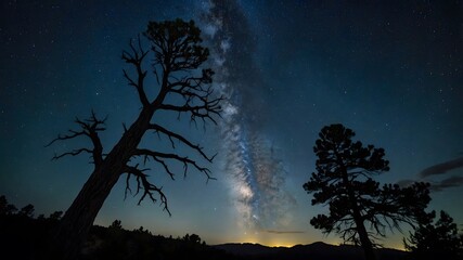 Starry Night: Pi nus Longevity Silhouetted Beneath the Milky Way