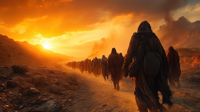 the exodus israelites walking through the desert