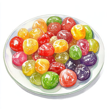 colorful plate of candied fruits, festive snack bursting with joy and sweetness