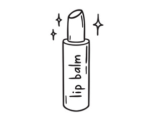  lip balsam or lipstick and lip balm doodle hand drawn icon. Outline drawing lip balm line clipart symbol