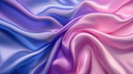 Fototapeta premium A stunning gradient of dark blue, purple, and pink silk satin fabric, flowing in silky smooth folds, perfect for an abstract and elegant background with room for design elements.