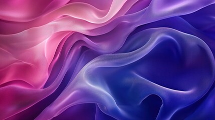 Obraz premium A stunning gradient of dark blue, purple, and pink silk satin fabric, flowing in silky smooth folds, perfect for an abstract and elegant background with room for design elements.