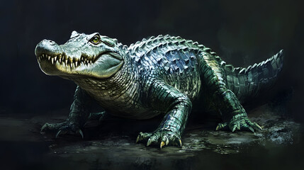 Obraz premium Majestic Alligator: A Digital Painting of a Powerful Reptile