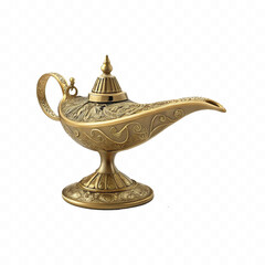 abstract 3d Vintage lamp of Aladdin in old style Isolated on a white background