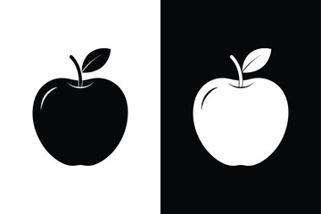 Apple Icon: Flat Silhouette Design. Black & White Vector Graphics for UI & Logo Designs