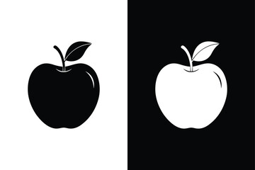 Apple Icon in Flat Graphic Design. Silhouette Vector Illustration for Food Apps & Websites