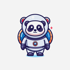 Naklejka premium Panda astronaut portraithand drawn sketch in doodle style cartoon illustration isolated on white background