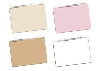 4色のスケッチブックのセットです。コピースペースには、文字やイラストなど、自由に配置できます。