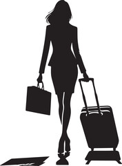 Pretty Young Business Boss Woman Black Filled Silhouette Vector Illustration Icon