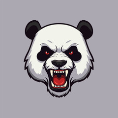 A stylized illustration depicts an angry panda head with bared teeth and glowing red eyes. © anissa
