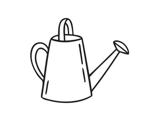 watering can doodle hand drawn icon. Outline drawing watering can line clipart symbol