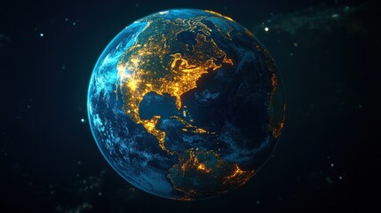 Obraz premium Stunning Night View of Earth from Space Illuminating Cities and Continents