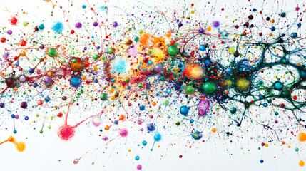 AI-generated neural network with nodes pulsating in various colors and layers of connections, representing complex cognitive processing.