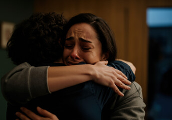 Comforting Embrace, Sadness, and Tears