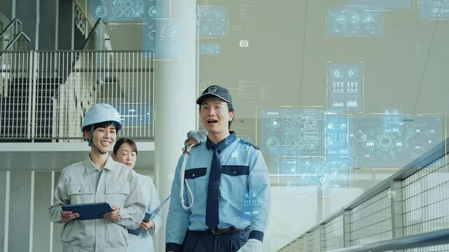 dx, digital, occupation, human resources, technology, business, factory, industry, manufacturing, future, iiot, ict, gui, wms, warehouse, logistics, management, security guard, worker, engineer, syste