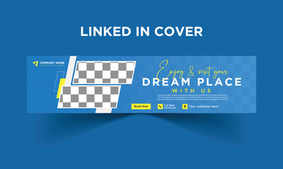 Modern LinkedIn Cover Design Template for Travel Agency Promotion