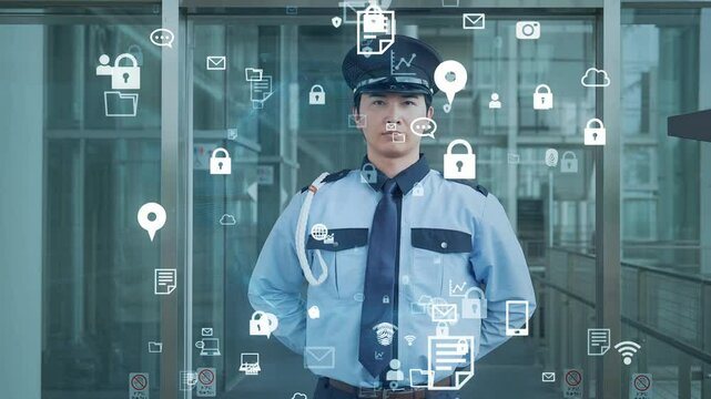 security, system, security guard, guard, crime prevention, safety, vigilance, surveillance, patrol, dx, digital transformation, technology, entrance, doorway, access control, gatekeeper, building, pol
