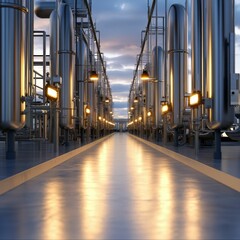 Gas processing facility with digital monitoring systems industrial setting high-tech environment engineering overview