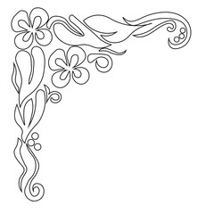 Floral Design A classic black and white floral design element featuring elegant, curved leaves and intricate detailing. Ornamental Perfect for use in decorative borders, logos