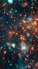 Fototapeta premium AI-generated representation of a neural network with complex geometrical patterns and glowing pathways, visualizing machine learning processes.