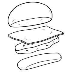 burger illustration hand drawn outline vector
