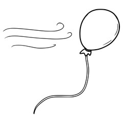 flying balloon illustration hand drawn outline vector