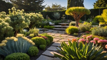 Obraz premium Floral Paradise: Araucanian Araucanian Centered in a Serene Garden Setting