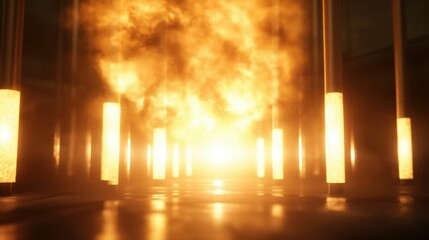 Naklejka premium Ultramodern plasma gasification unit igniting innovation industrial facility technology showcase bright plasma environment futuristic viewpoint