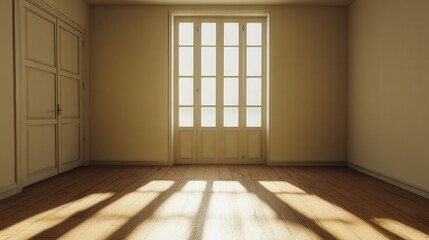 Sunlit Empty Room: A Serene Interior