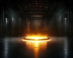 Advanced plasma arc gasification facility bright plasma discharge abandoned industrial space digital dark environment dramatic perspective