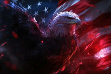 eagle and background flag USA