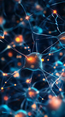 AI-generated visualization of a neural network with dynamic nodes and interconnected pathways, illustrating the continuous learning process of AI models.