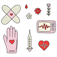 Medical Valentine Essentials Illustration Set