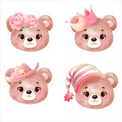 Adorable Teddy Bear Faces with Accessories