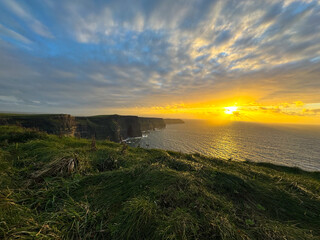 sunset over the Cliffs of Moher