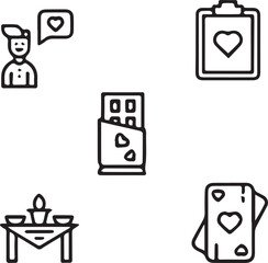 Valentine’s Day 2025 Vector design icon symbol set,Romance,Engagement,Romantic,February 14,Proposal,Candlelight vector set