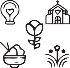 Valentine’s Day 2025 Vector design icon symbol set,Romance,Engagement,Romantic,February 14,Proposal,Candlelight vector set