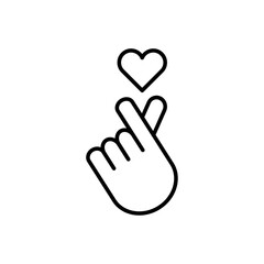 korean heart icon Outline thin set