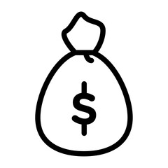 Money bag icon Outline thin set